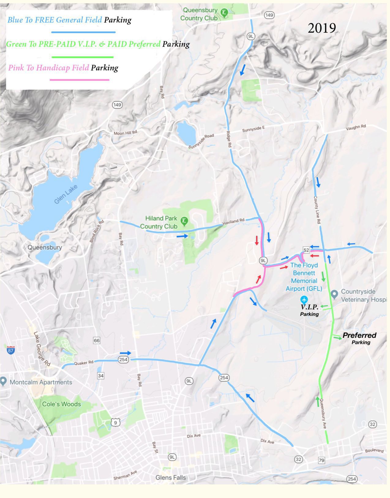 2019 Adirondack Balloon Festival traffic map